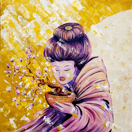 Murazaki, peinture à l'huile sur châssis toilé coton, format 40x40cm, 2021, 210€